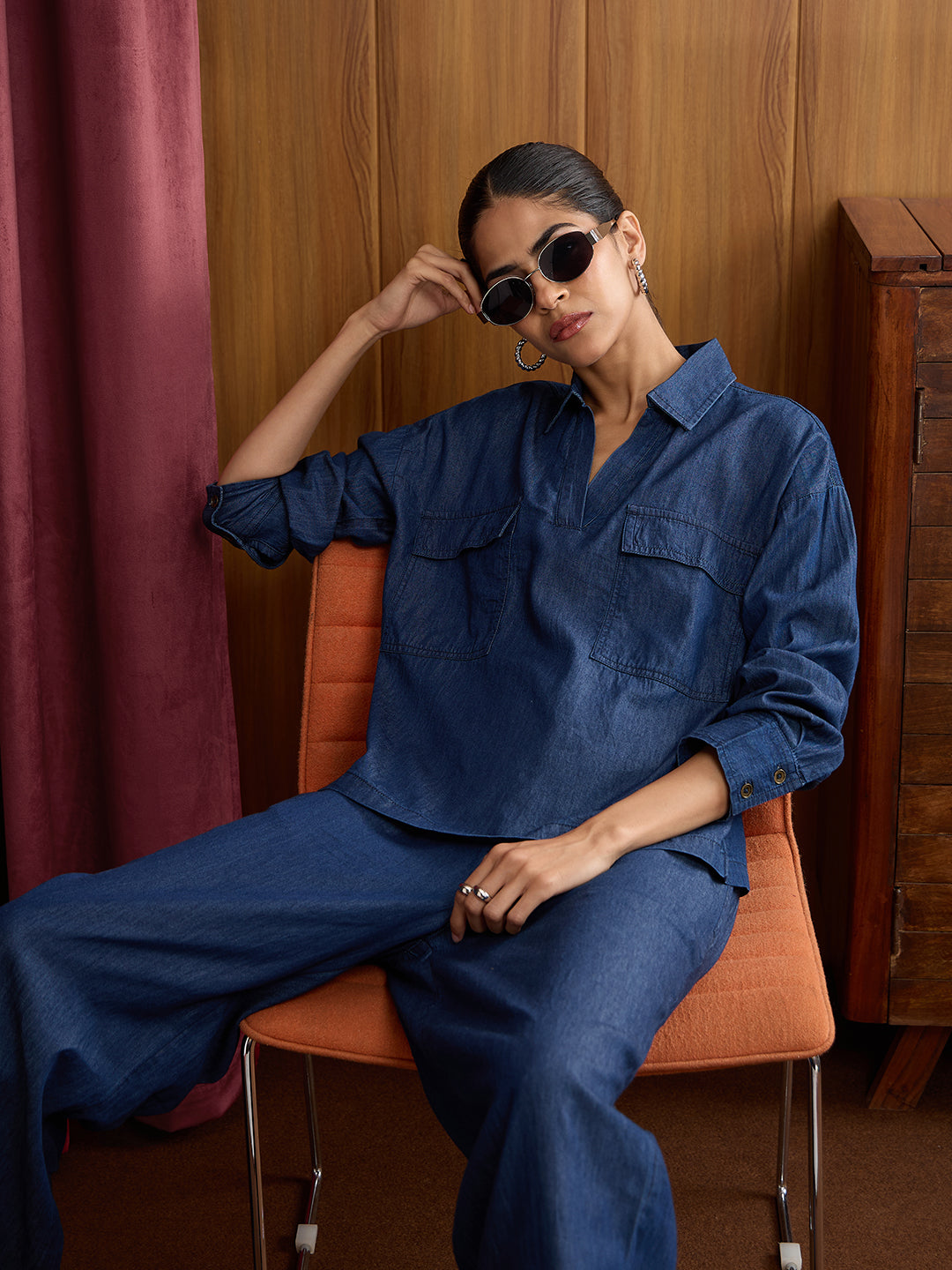 Navy Dual Pocket Denim Co-ord