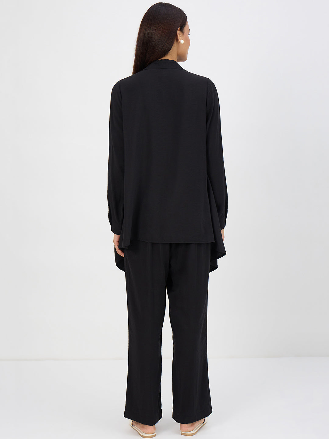Black Asymmetric Button Down Co-Ord