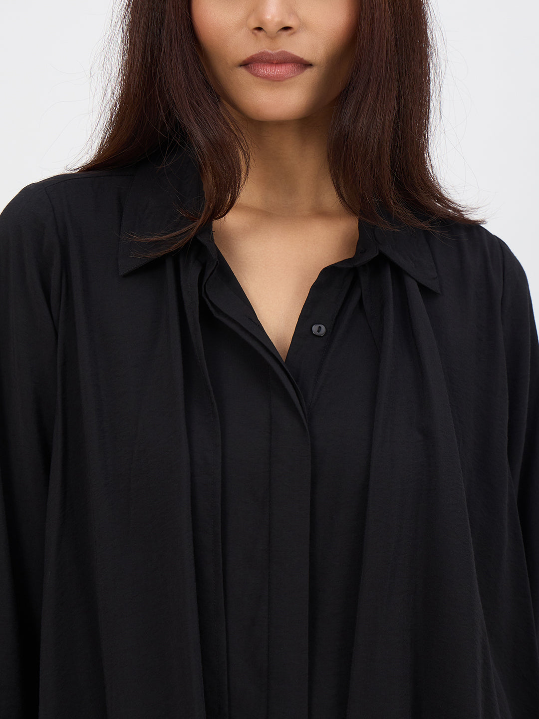 Black Asymmetric Button Down Co-Ord