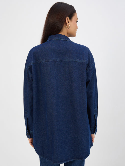 Navy Oversize Denim Shirt