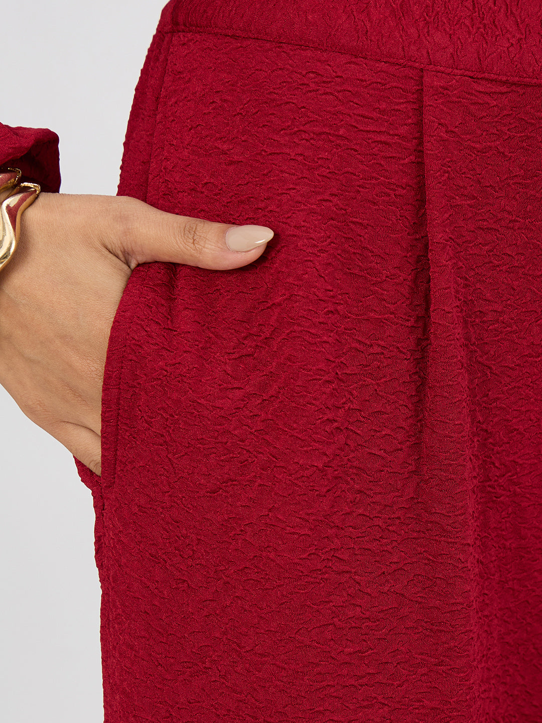 Deep Red Textured Wrap Co-Ord