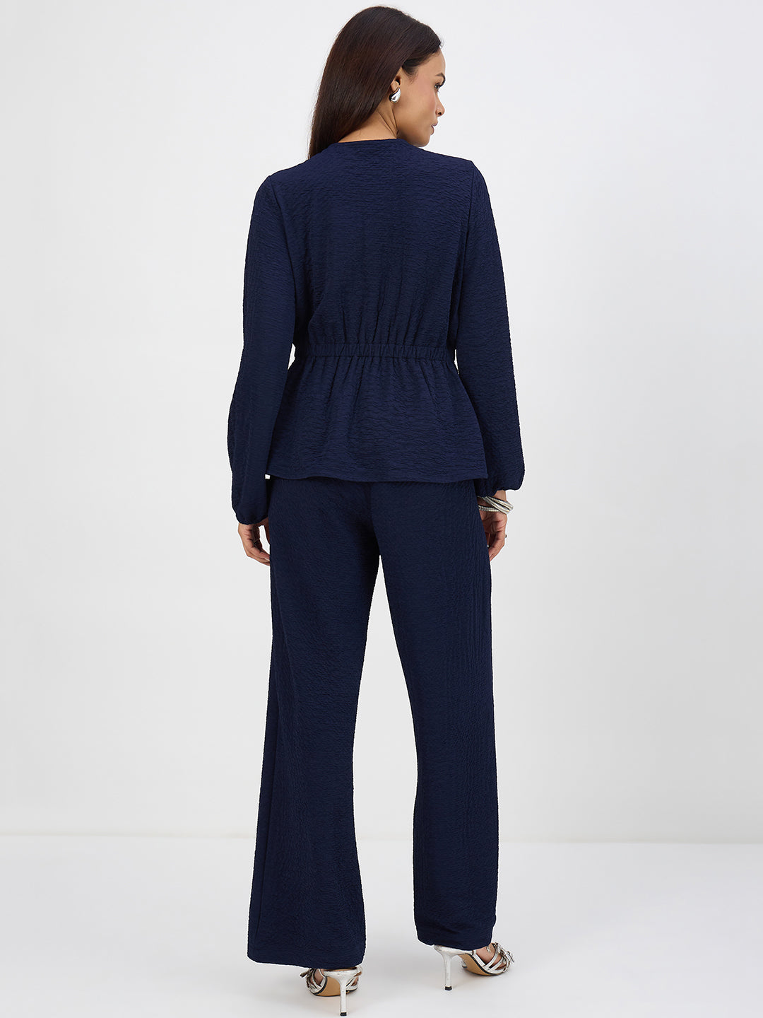 Navy Textured Wrap Co-Ord