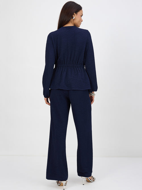 Navy Textured Wrap Co-Ord