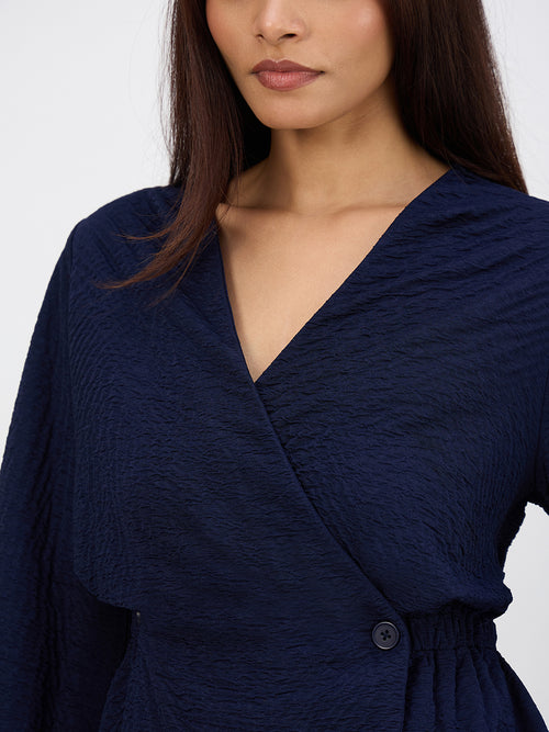 Navy Textured Wrap Co-Ord