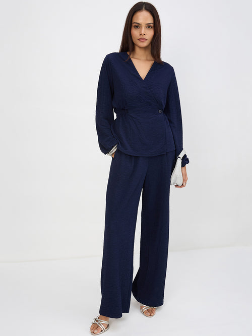 Navy Textured Wrap Co-Ord