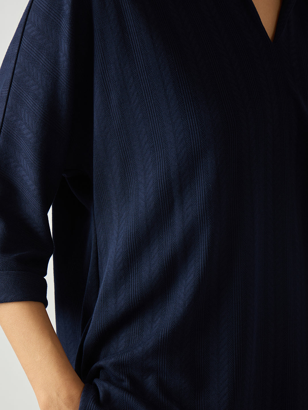 Navy Kimono Textured Jersey Co-Ord Set