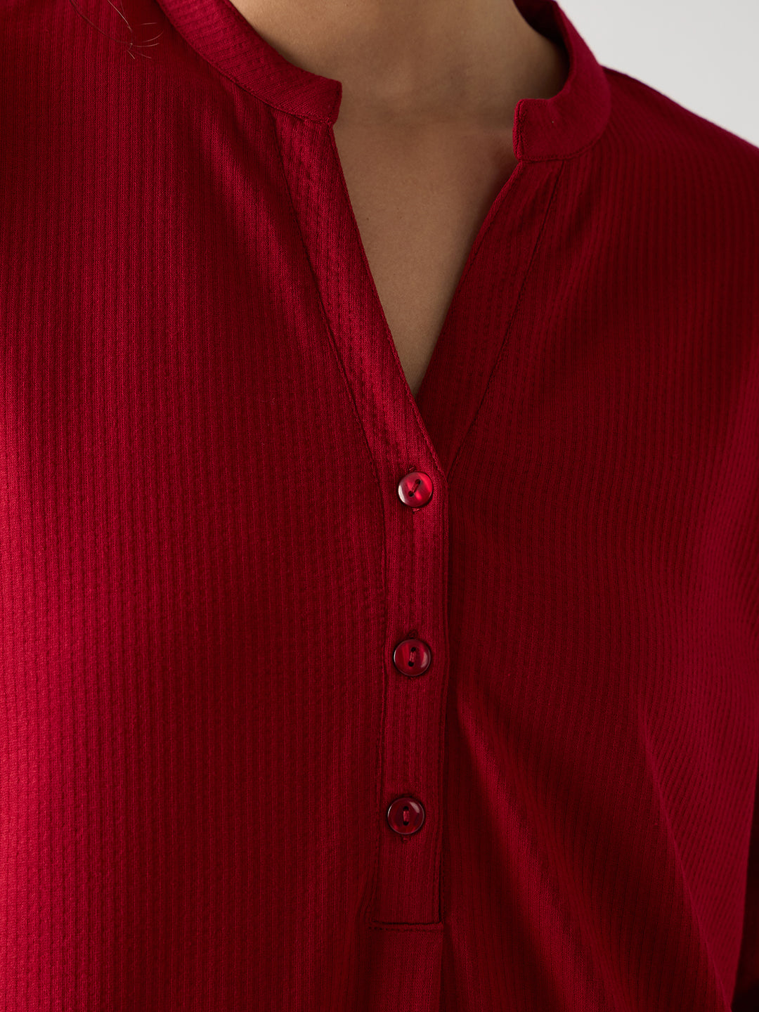 Red Seersucker Cotton Knit Maxi Dress