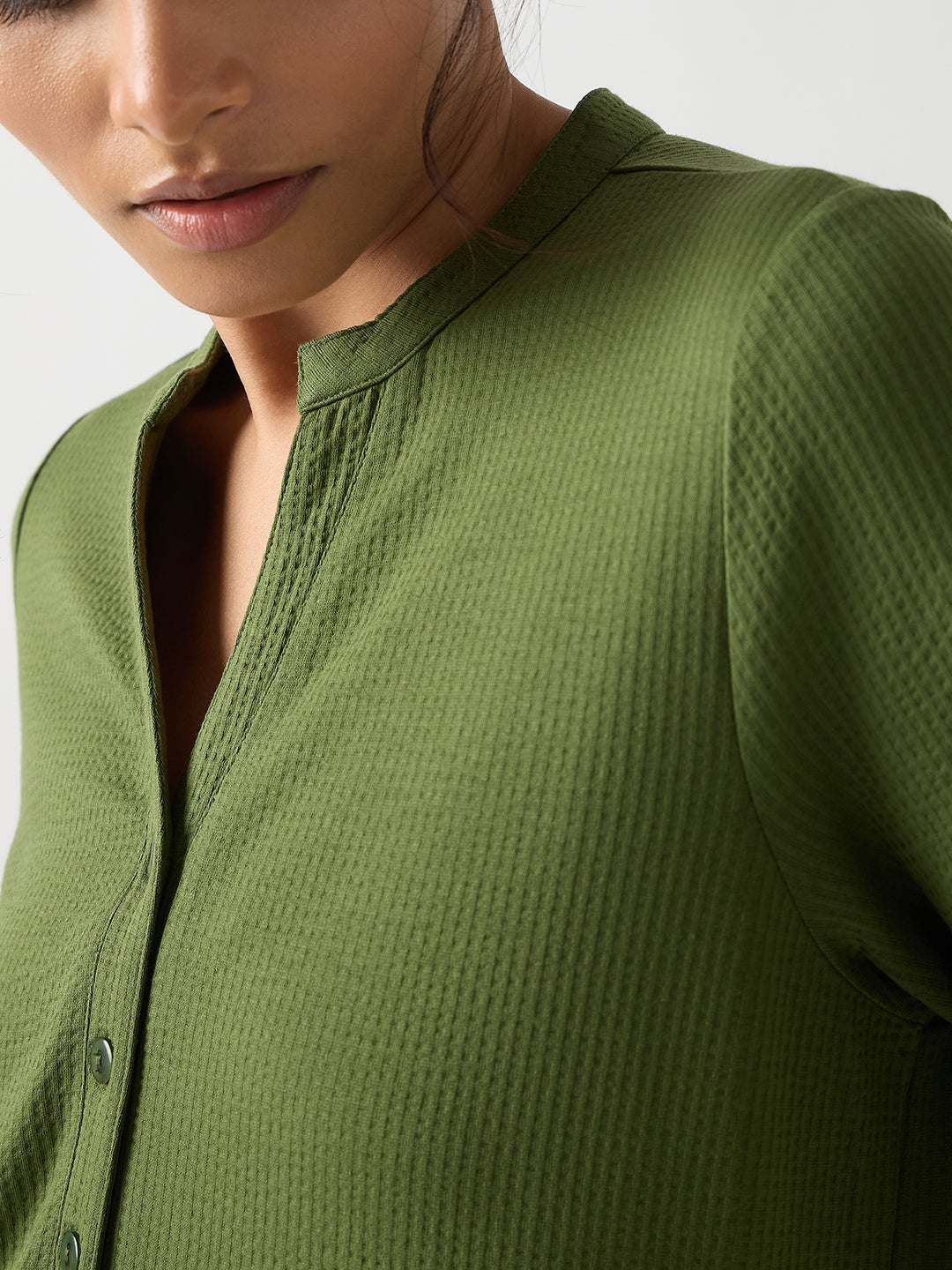 Green Seersucker Cotton Knit Maxi Dress