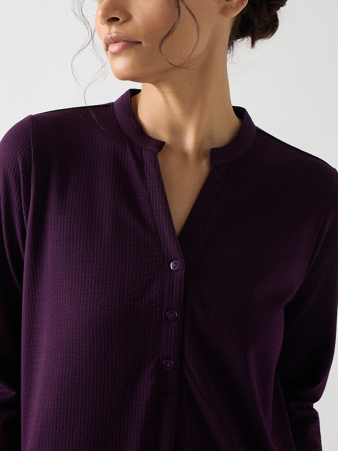Purple Seersucker Cotton Knit Maxi Dress