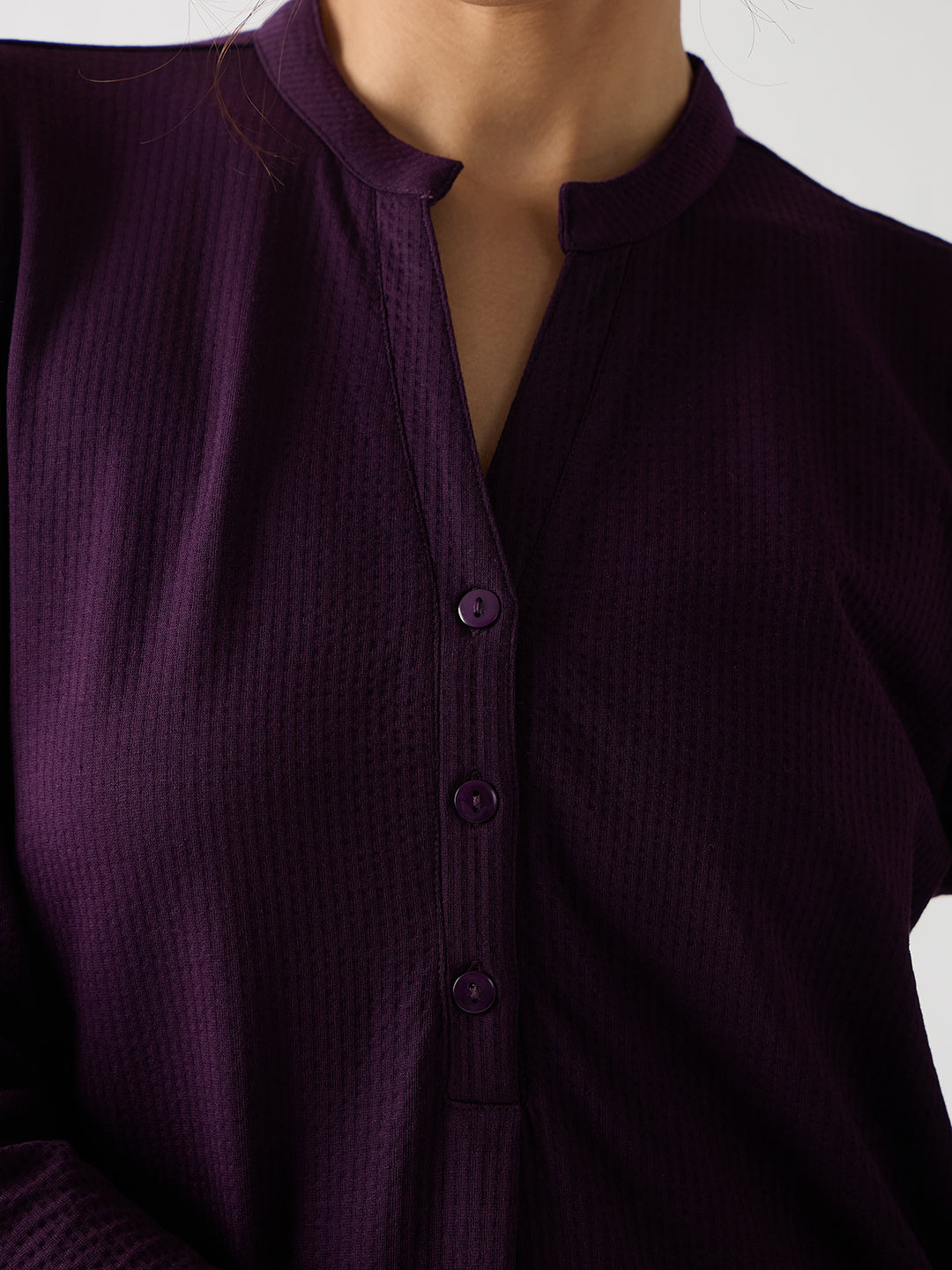 Purple Seersucker Cotton Knit Maxi Dress