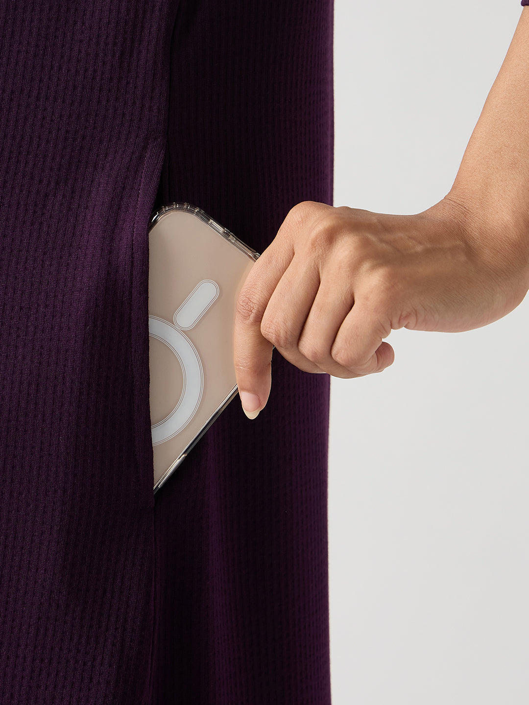 Purple Seersucker Cotton Knit Maxi Dress
