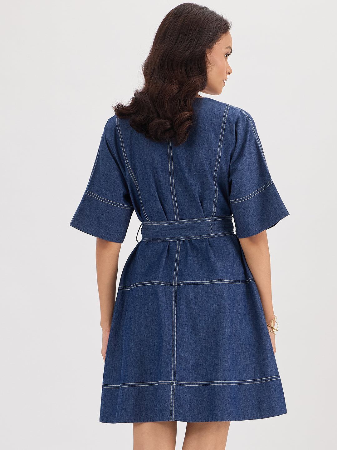Navy Blue Denim Mini Dress