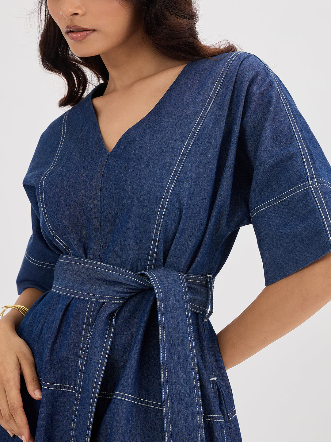 Navy Blue Denim Mini Dress