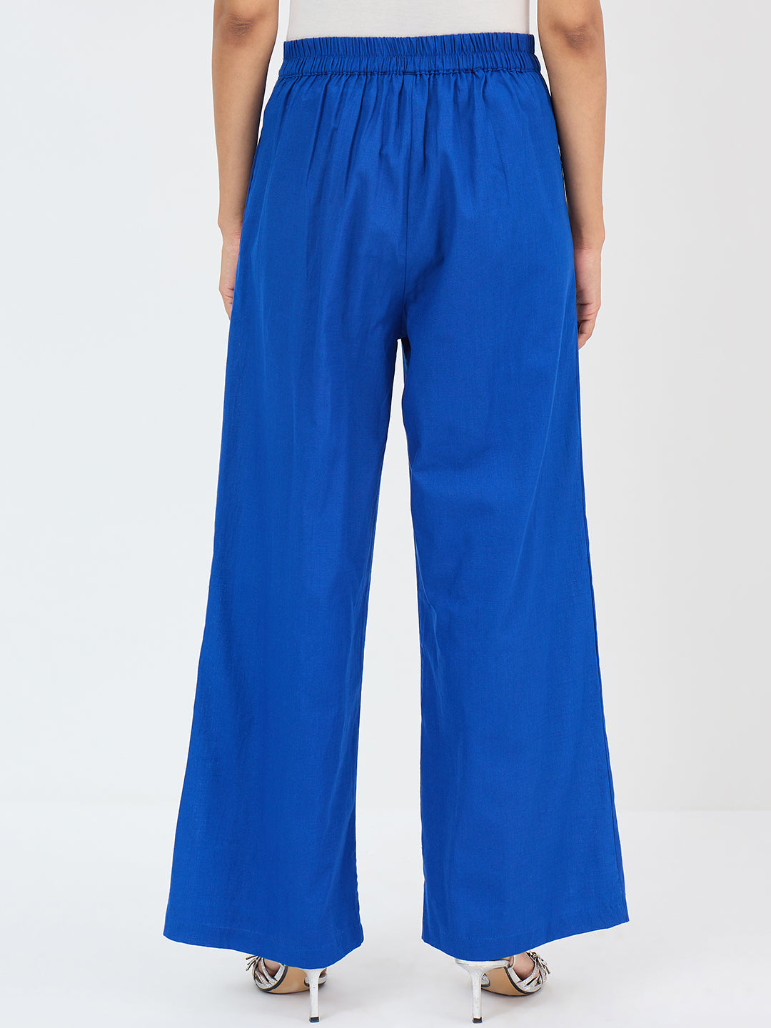 Royal Blue Cotton Straight Fit Pant