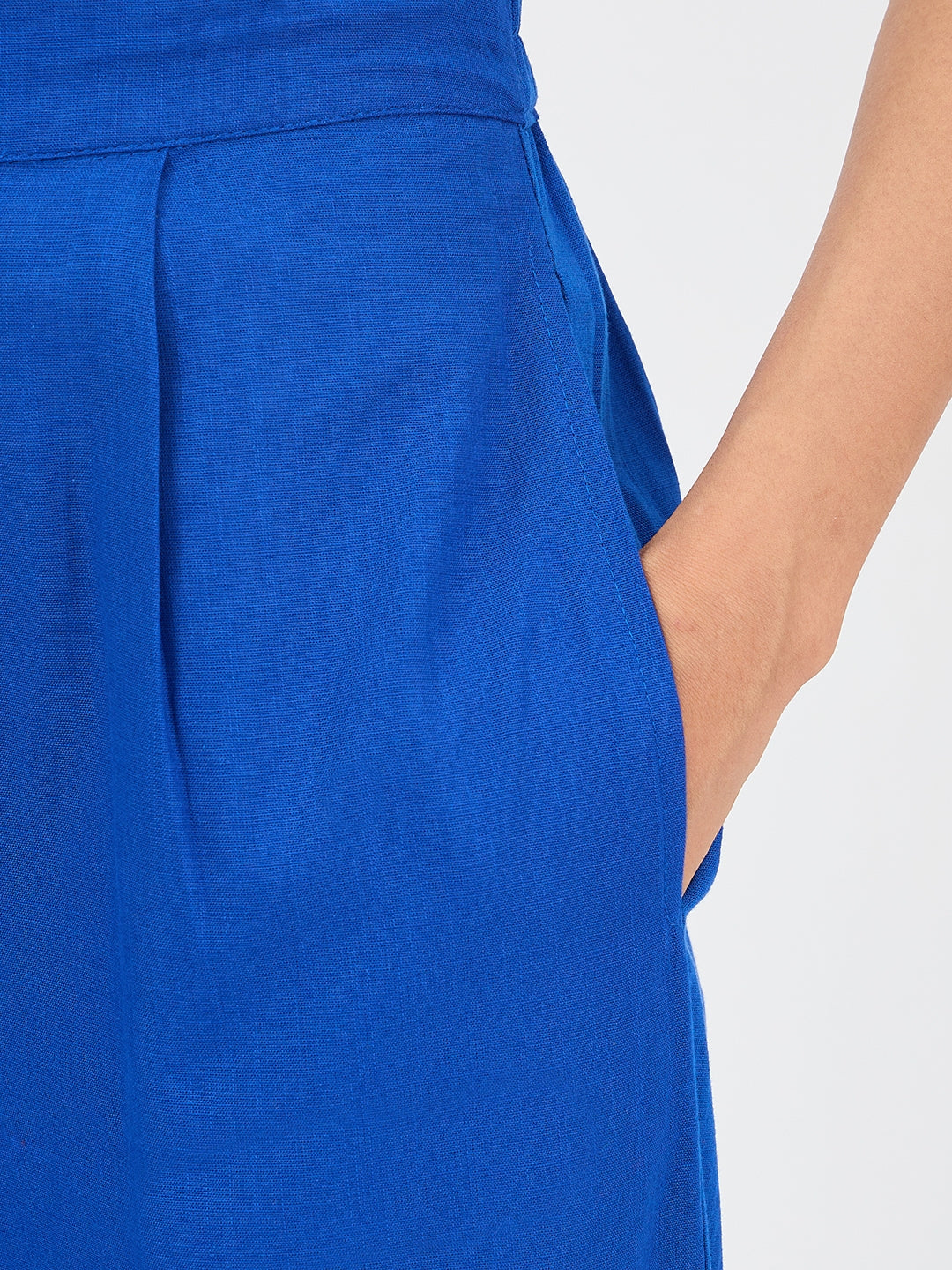 Royal Blue Cotton Straight Fit Pant