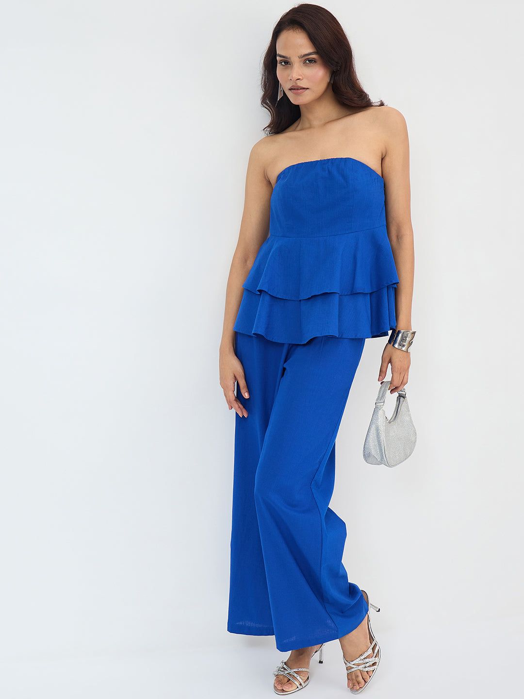 Royal Blue Cotton Straight Fit Pant