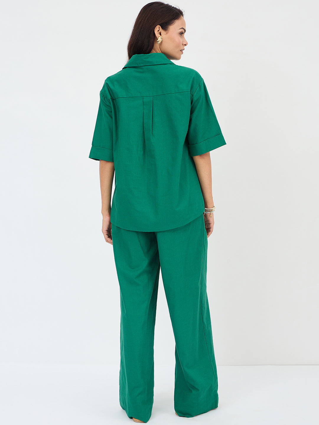 Emerald Green Cotton Shirt Co-Ord Set