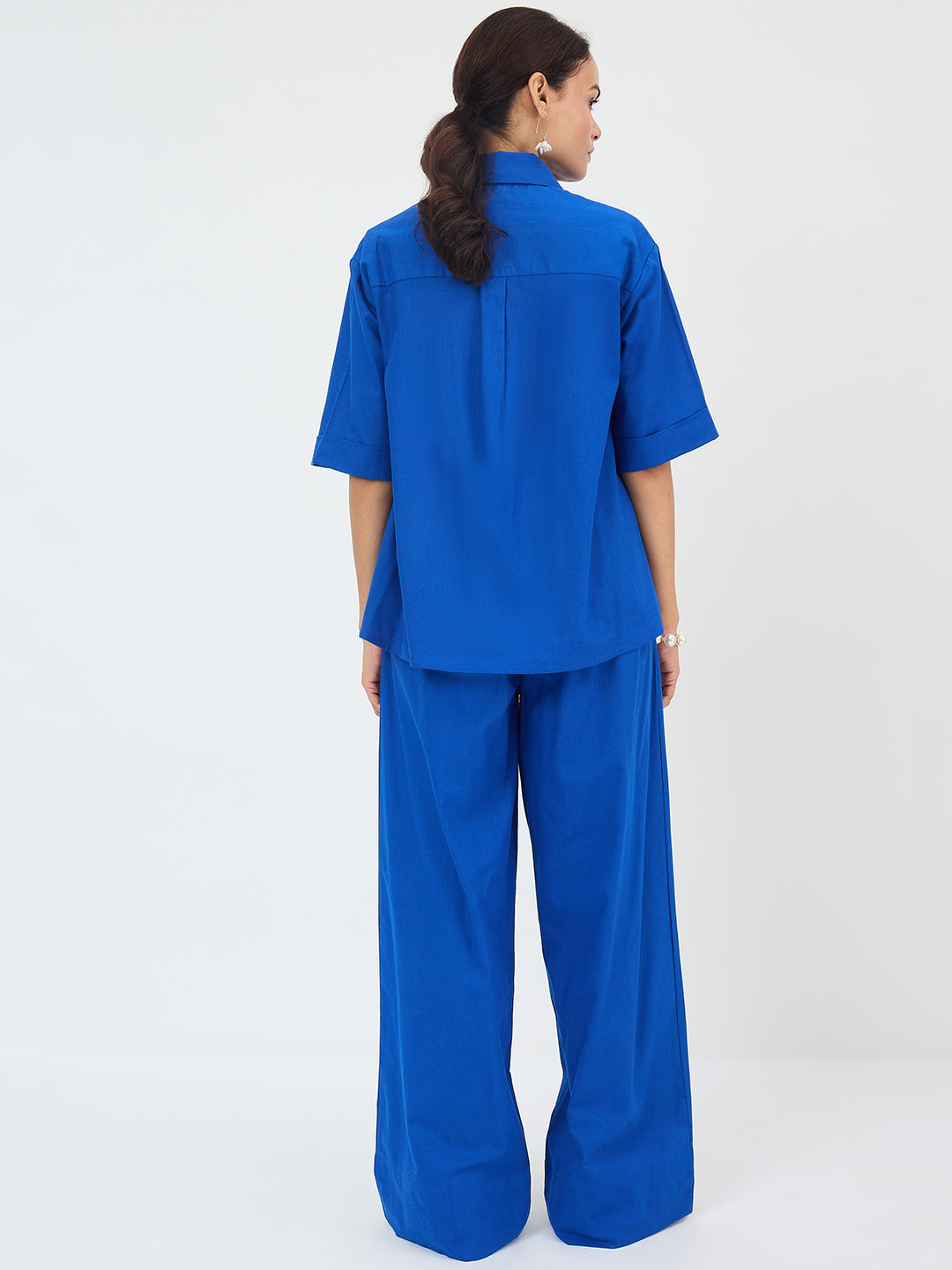 Royal Blue Cotton Shirt Co-Ord Set
