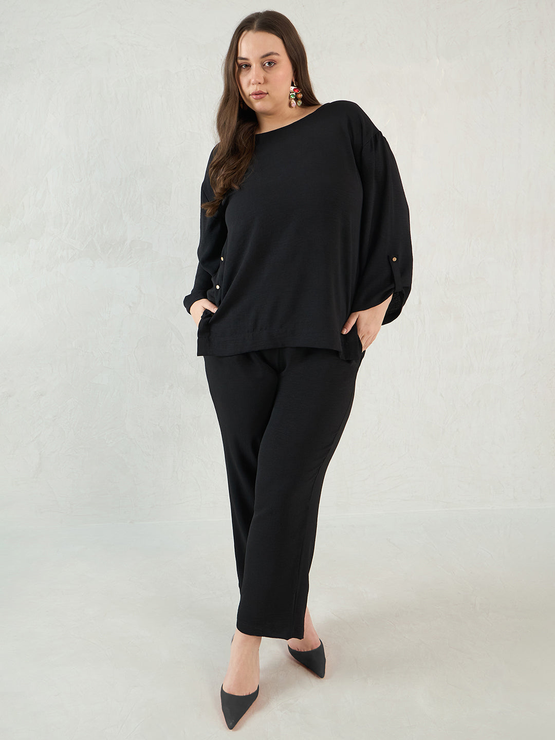 Black Button Detail Co-Ord