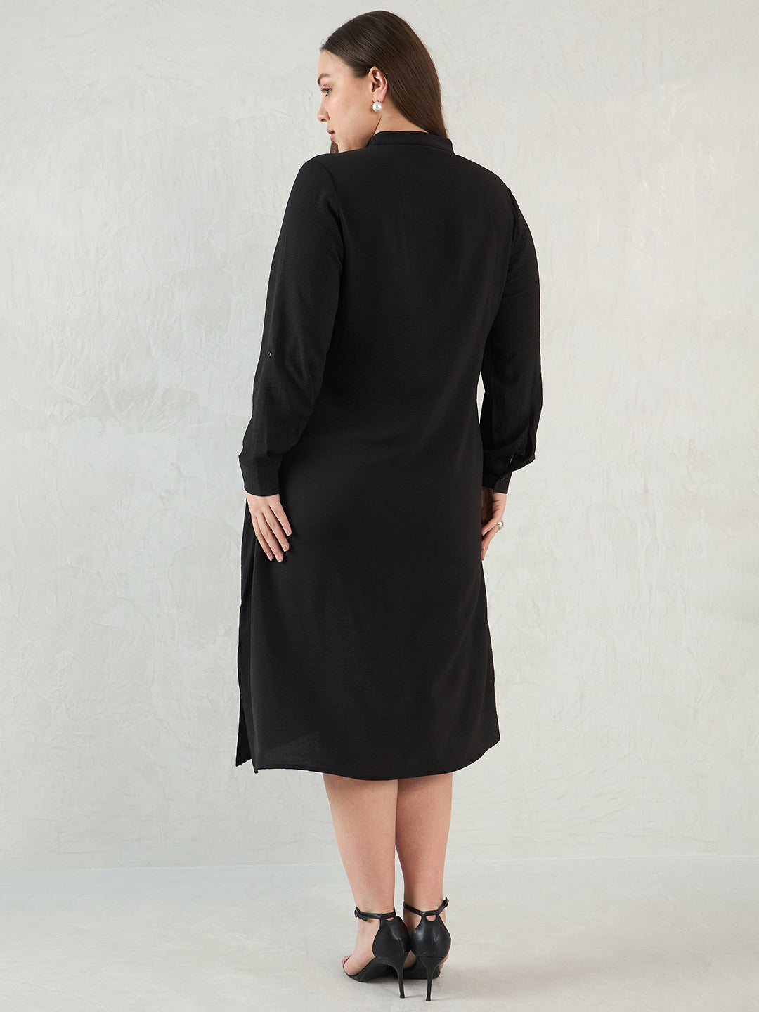 Black Yoke Detail Midi Dress