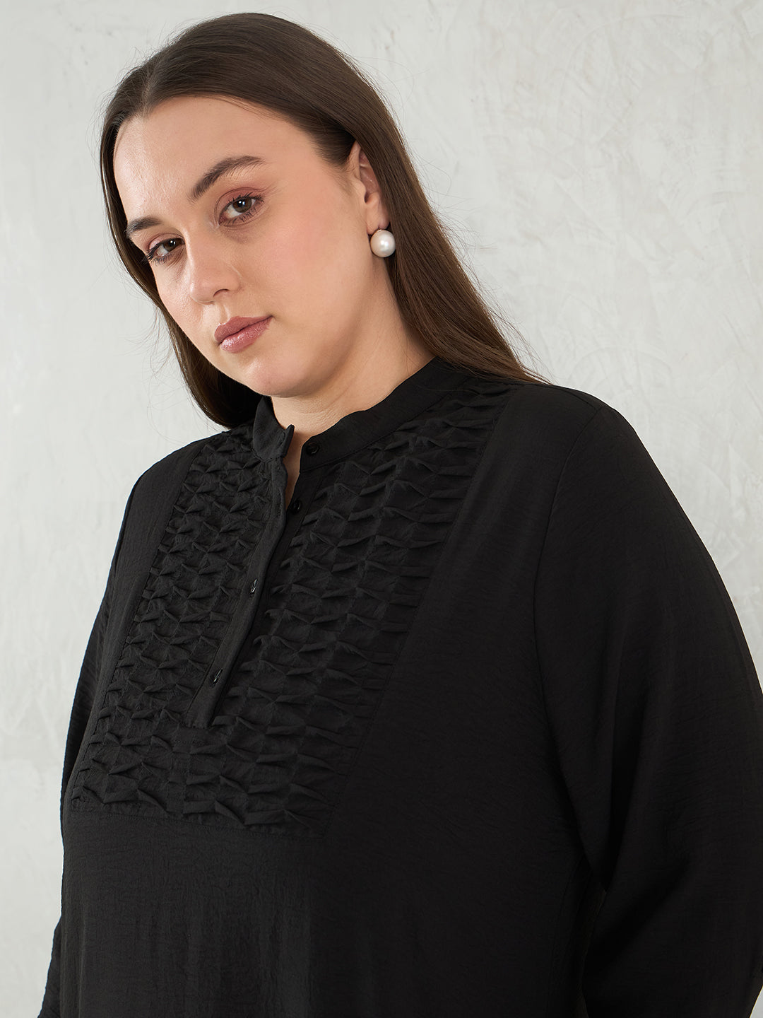 Black Yoke Detail Midi Dress