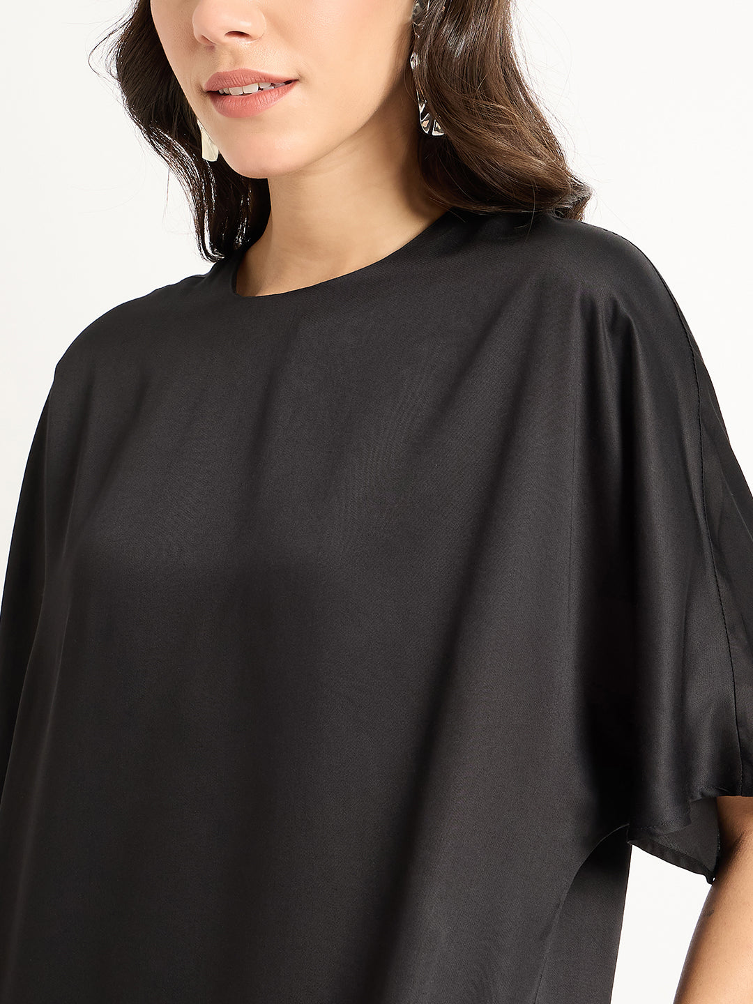 Black Modal Satin Asymmetric Co-Ord Set