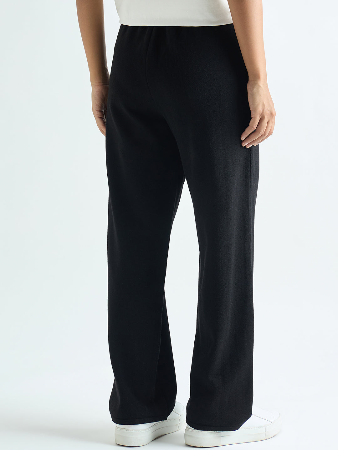 Black Knitted Straight Fit Pants