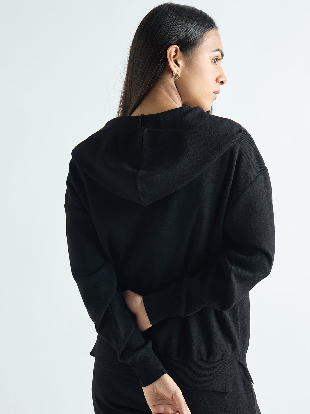 Black Zip-Up Hooded Sweater