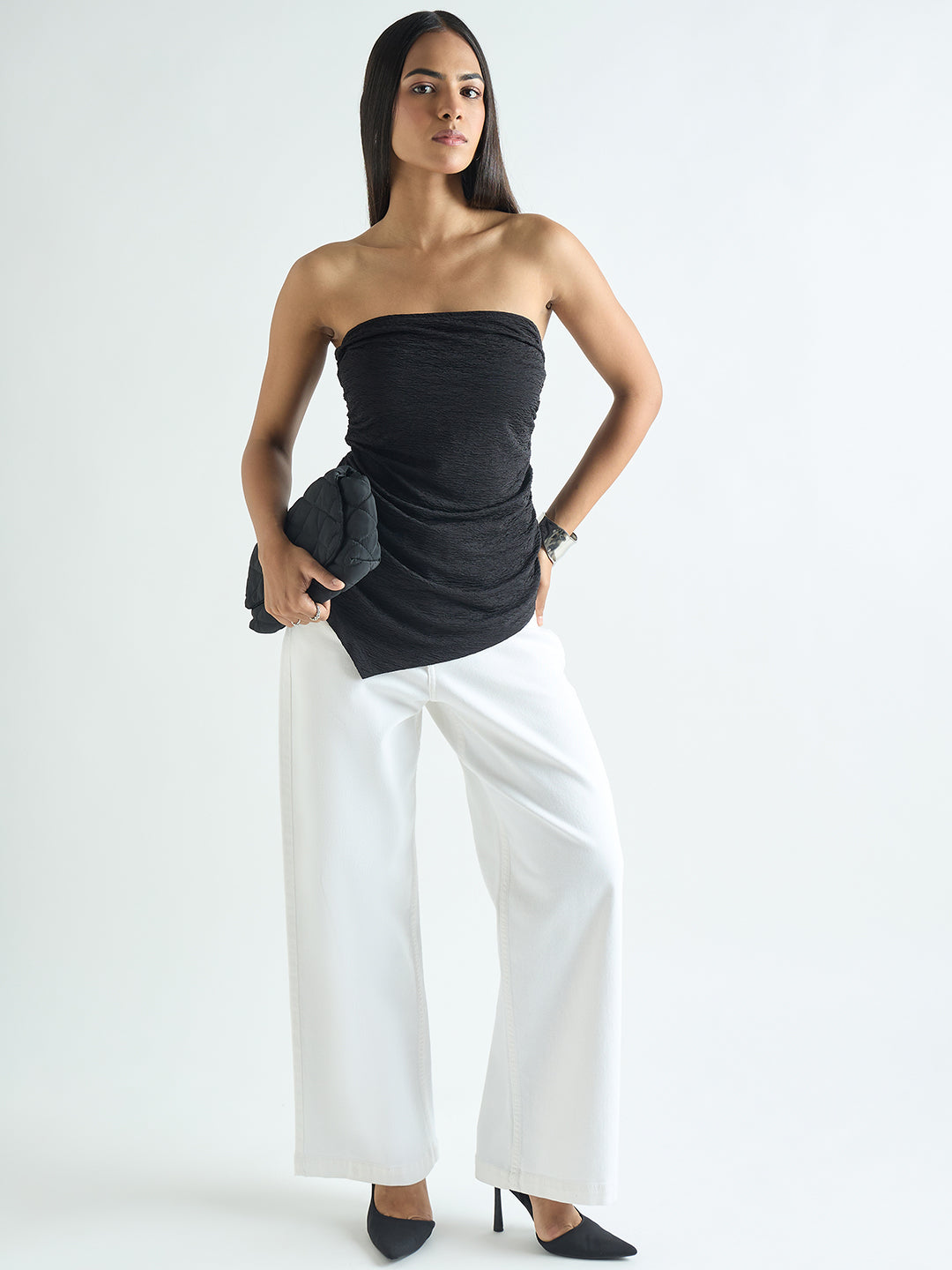 Black Textured Tube Top