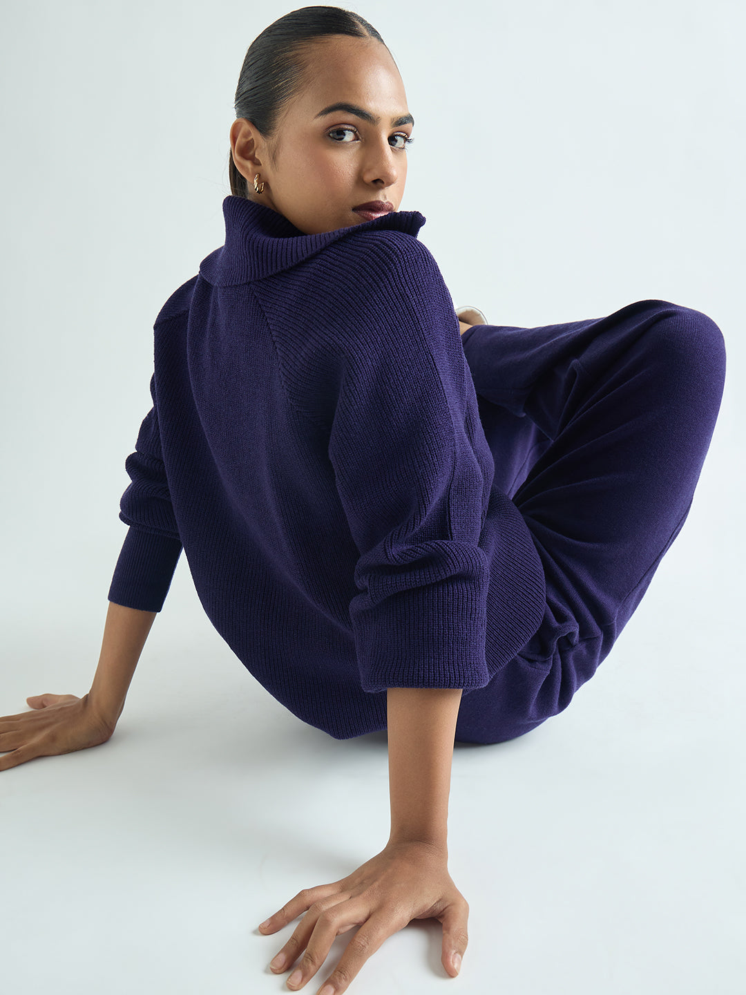 Deep Purple Half Zipper Sweater Co-Ord