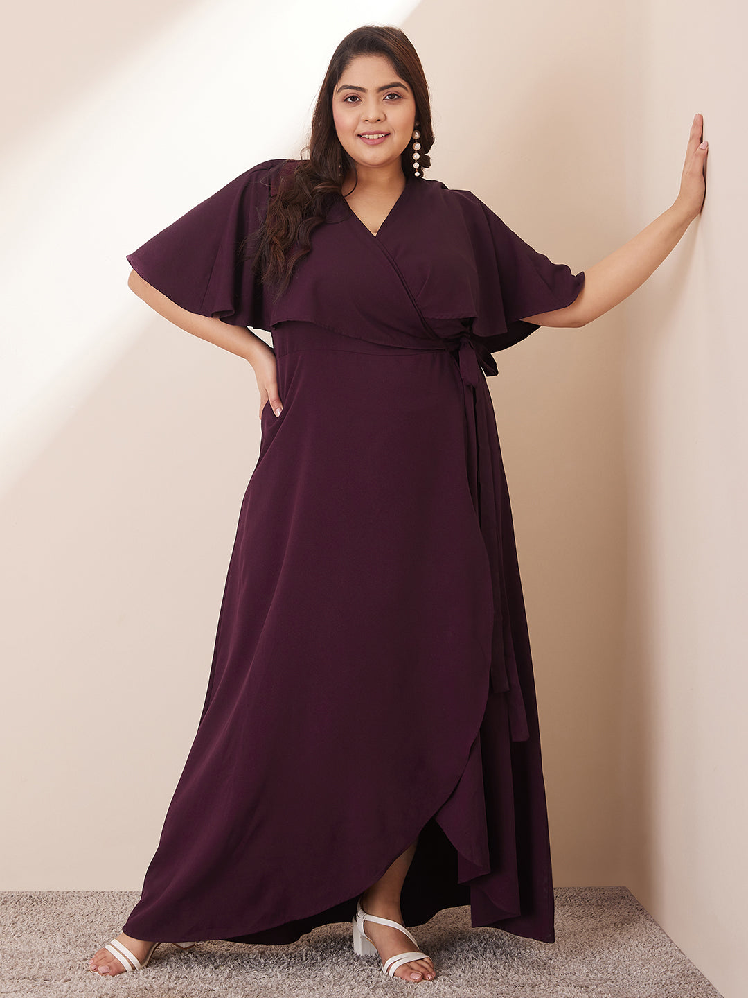 Wine Wrap Formal Maxi Dress