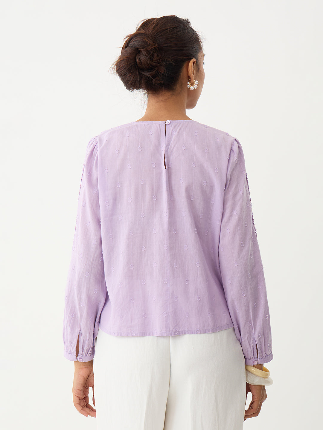 Sage Lace Insert Pleated Front Top