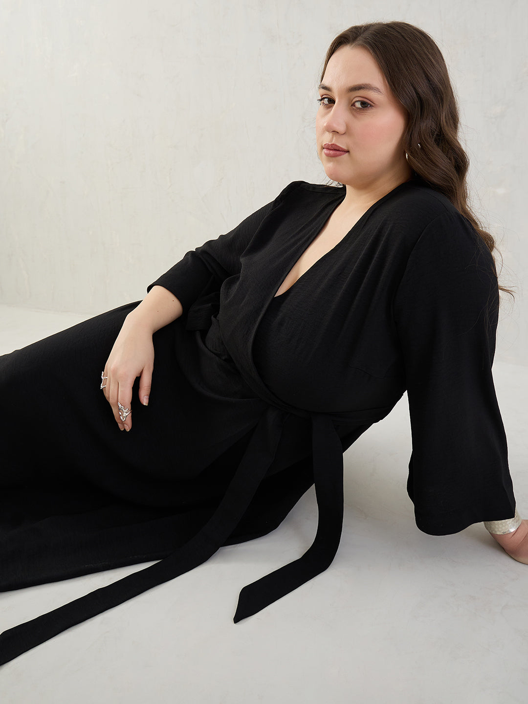 Black Wrap Midi Dress
