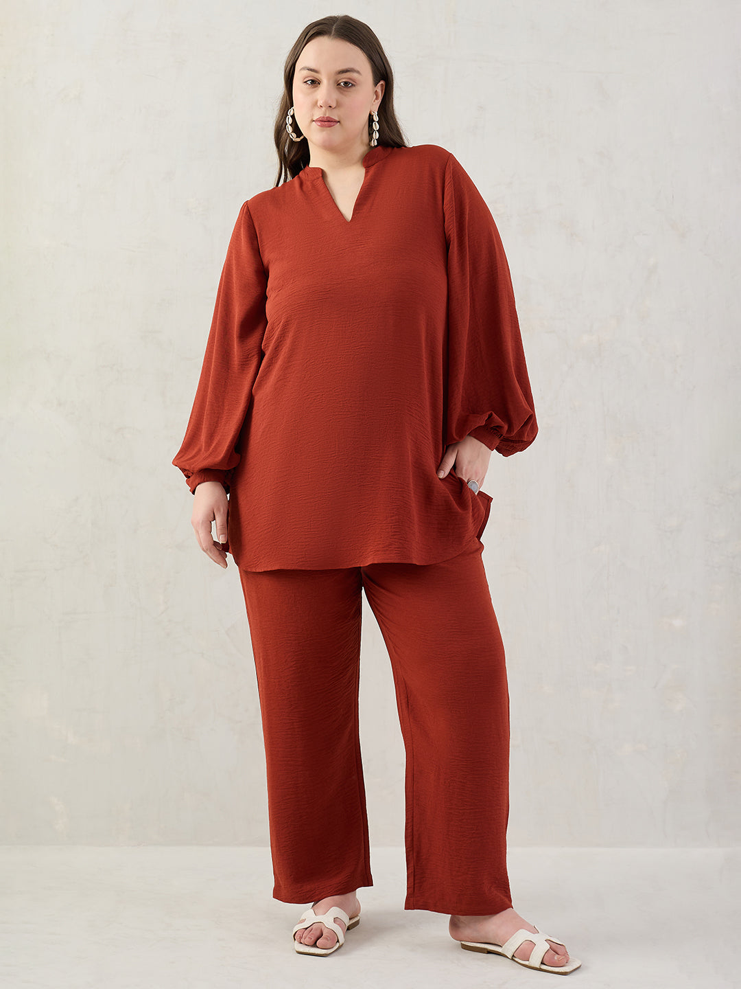Rust Tunic And Pants Co-Ord Set
