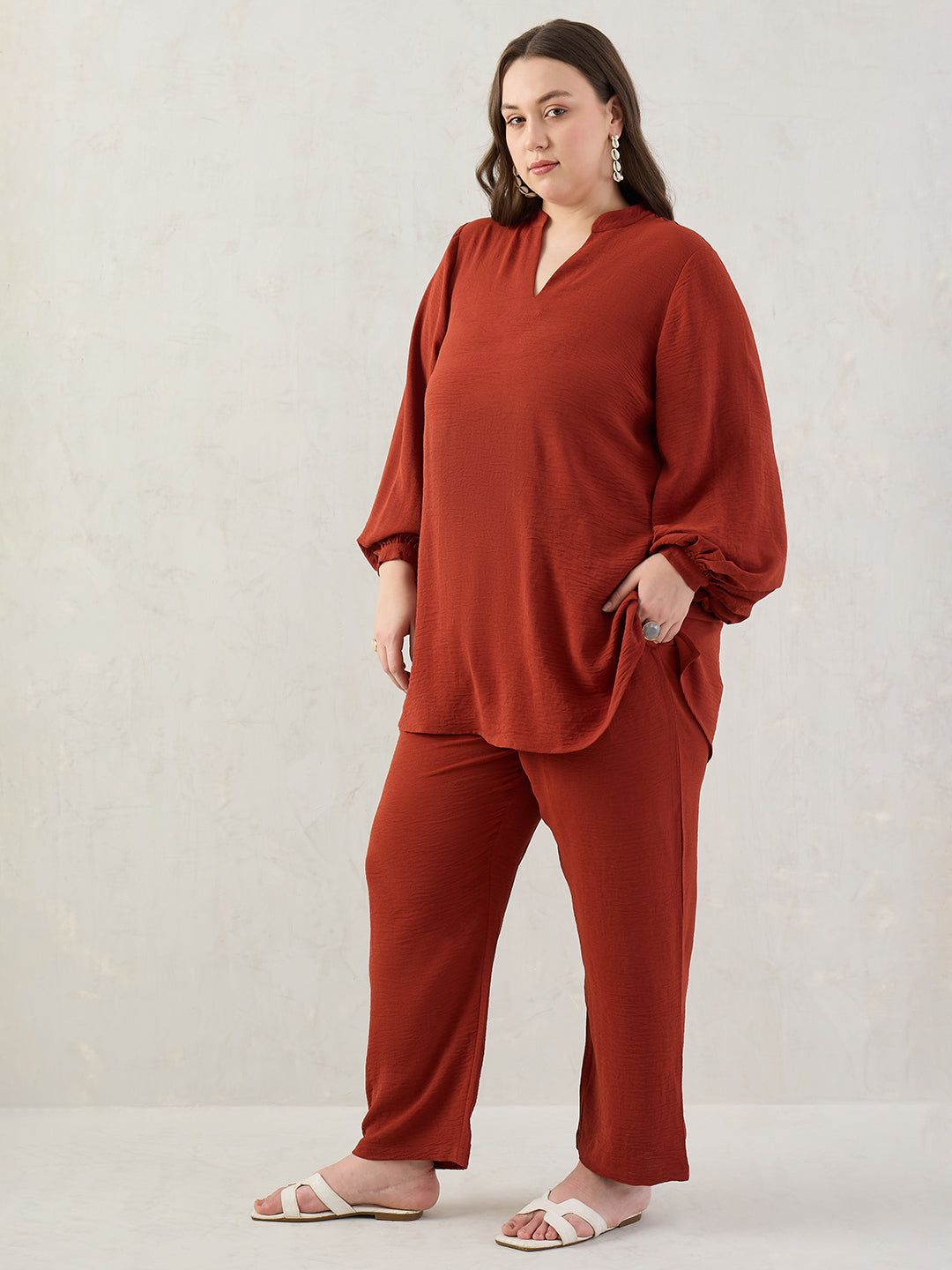 Rust Tunic And Pants Co-Ord Set