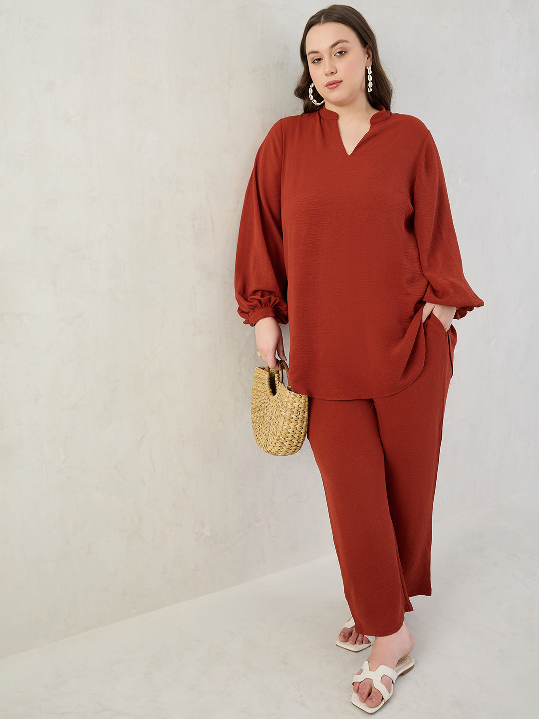 Rust Tunic And Pants Co-Ord Set