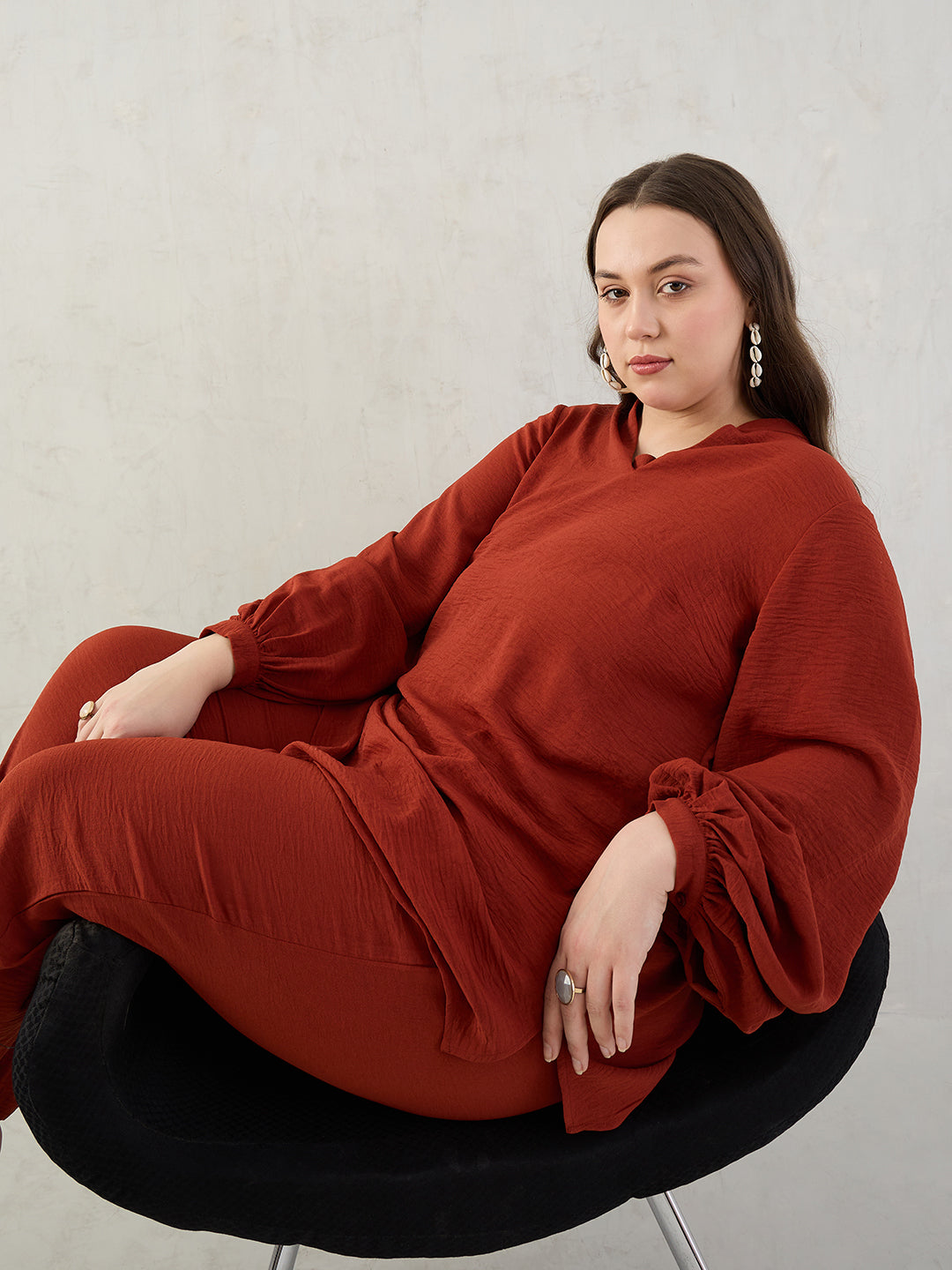 Rust Tunic And Pants Co-Ord Set
