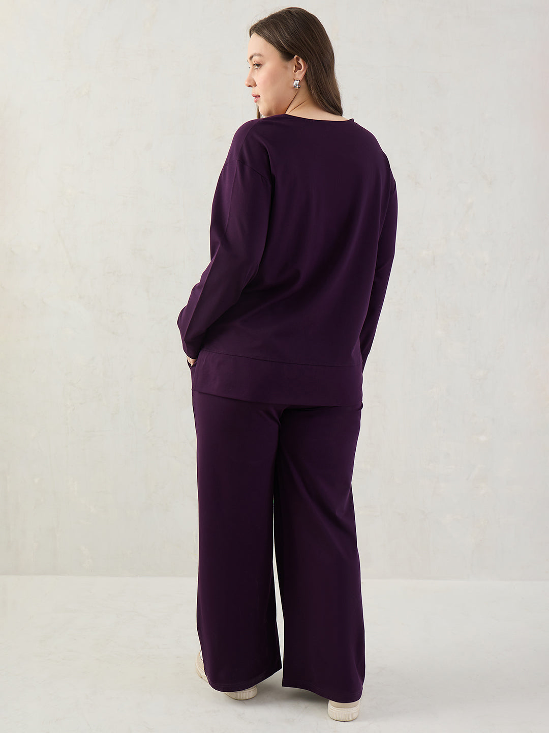 Deep Purple V-Neck Travel Co-Ord Set