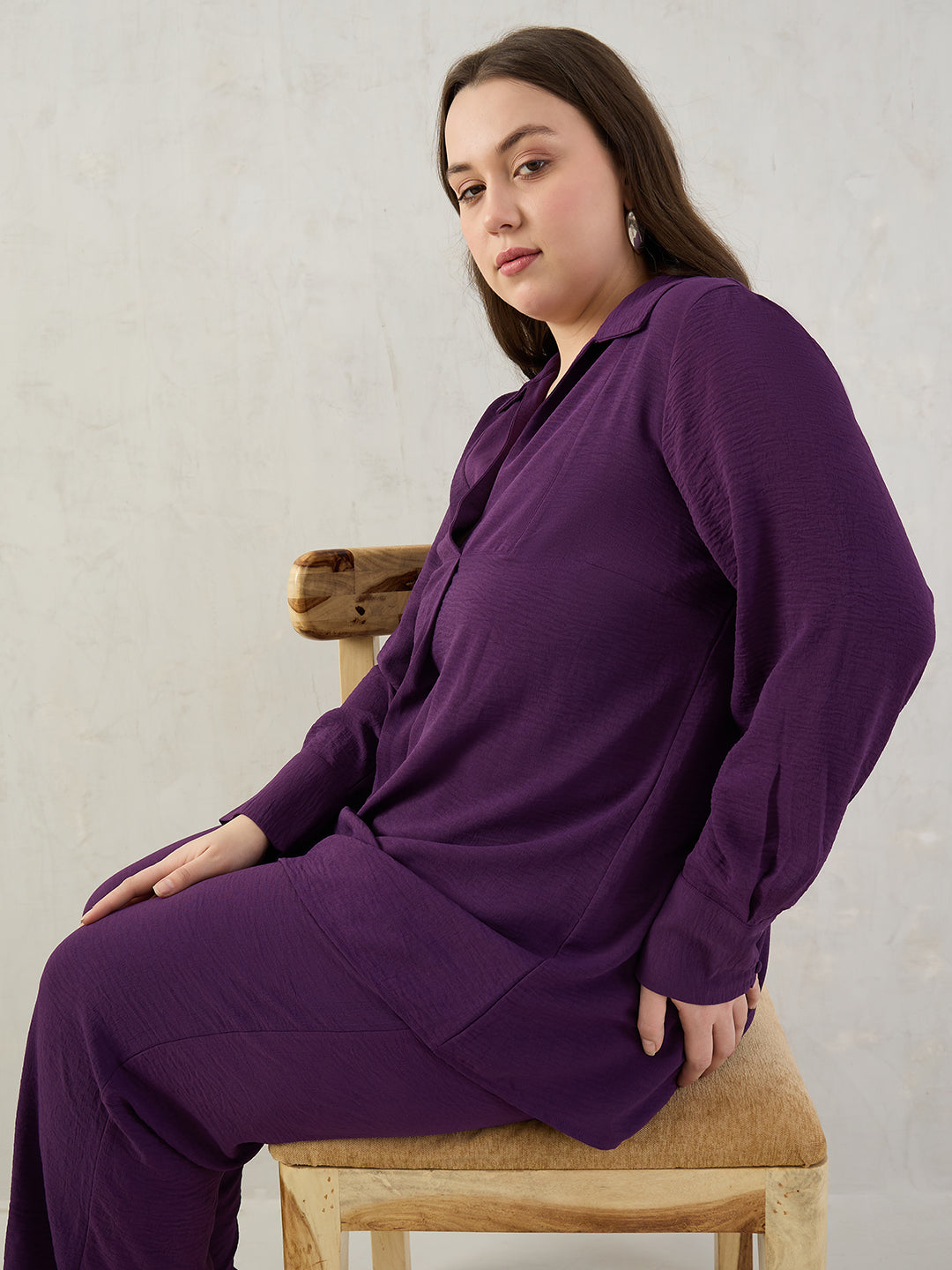 Deep Purple Yoke Detail Co-Ord