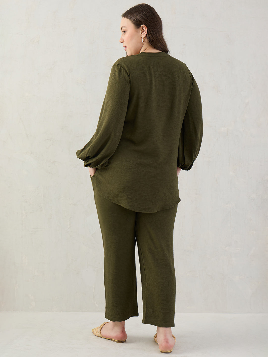 Olive Tunic And Pants Co-Ord Set