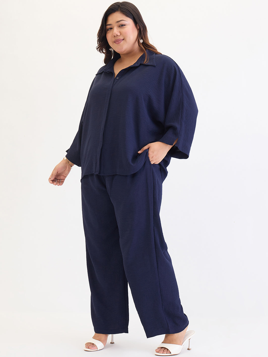 Navy Kimono Sleeve Co-Ord Set