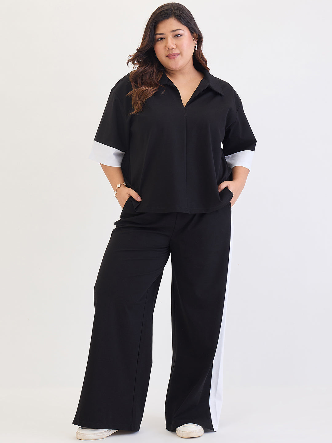 Black & White Colorblock Co-Ord Set