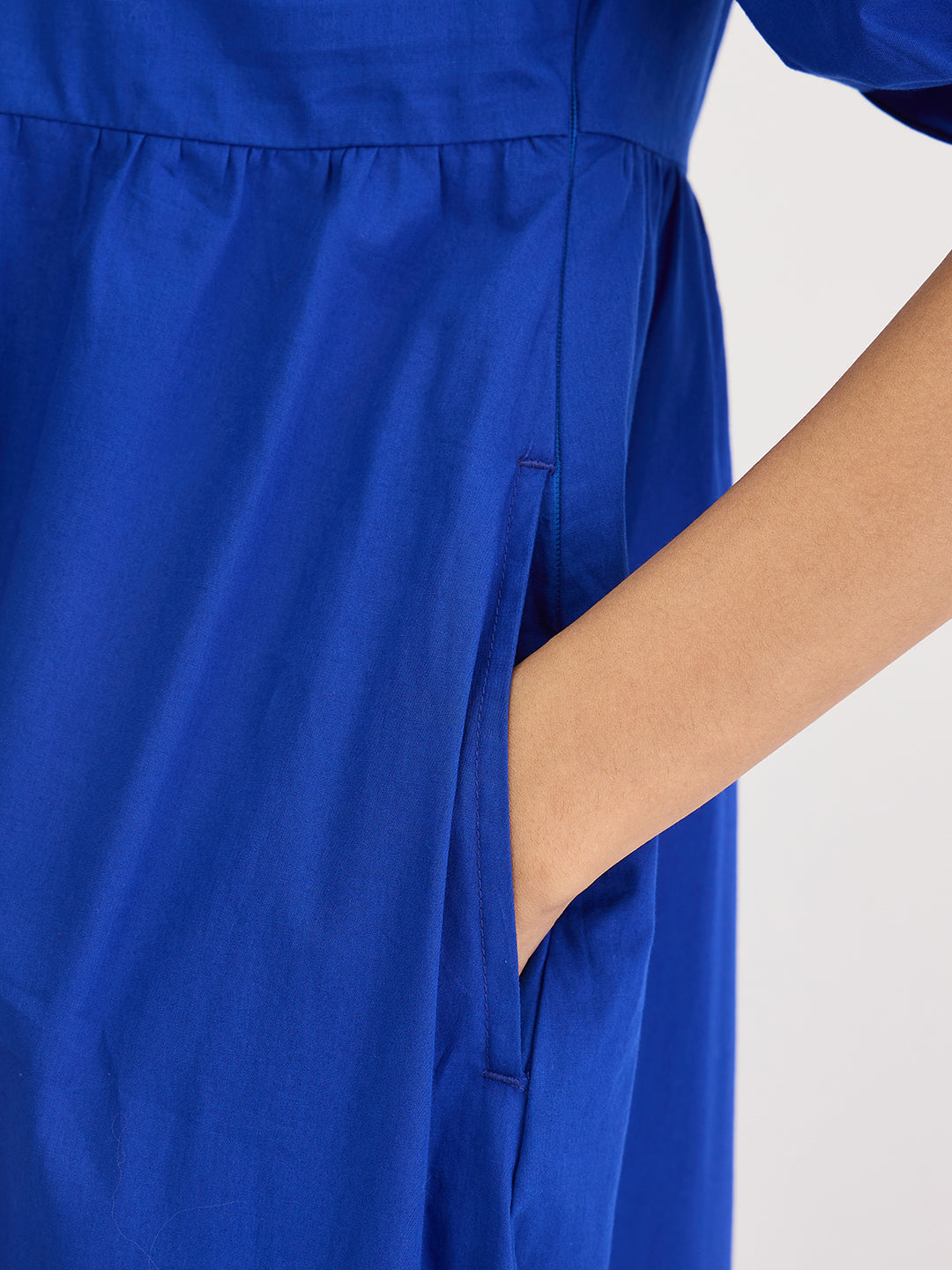 Royal Blue Poplin Tiered Maxi Dress