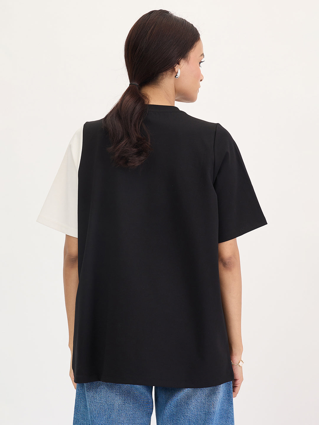 Black And White Colorblock Top