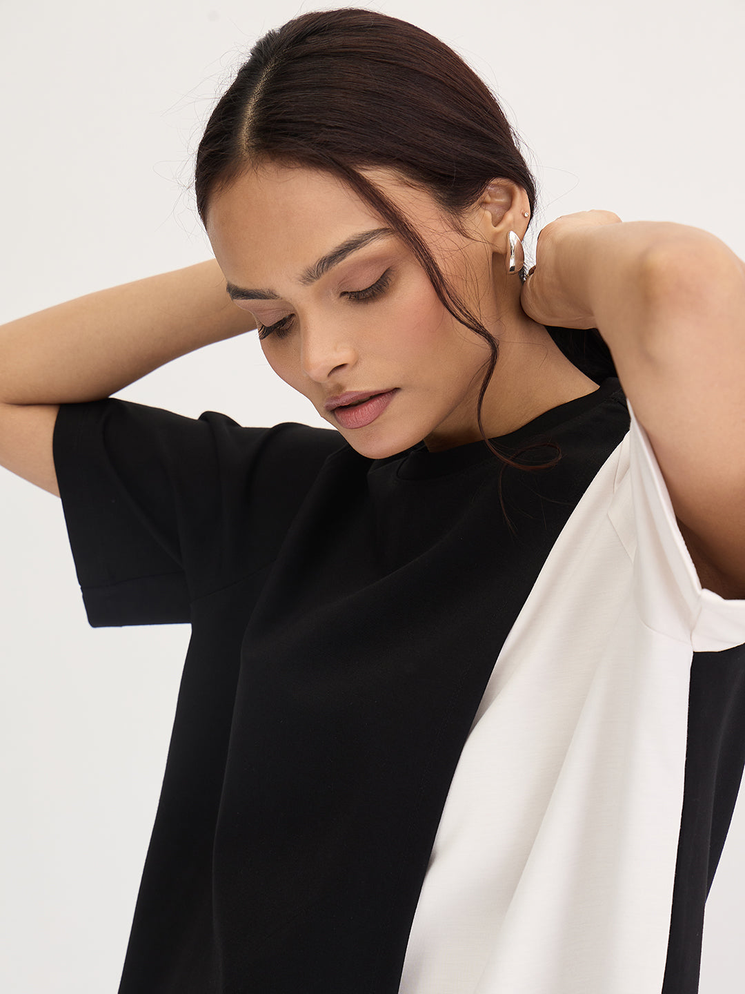 Black And White Colorblock Top