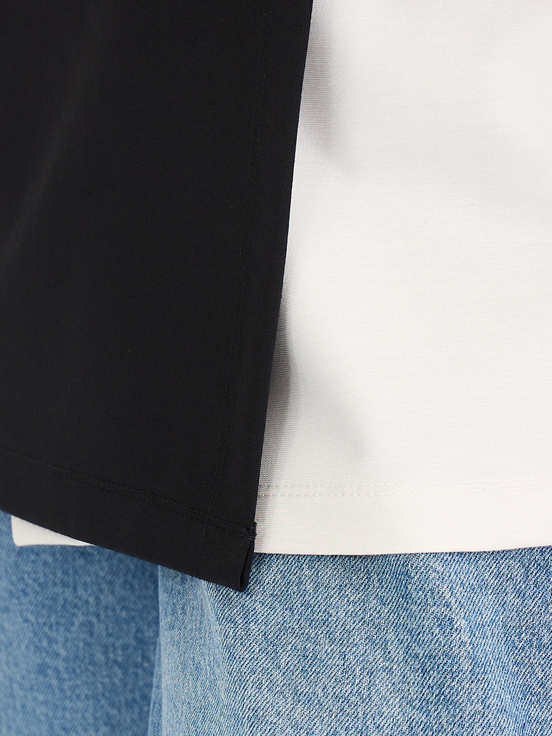 Black And White Colorblock Top