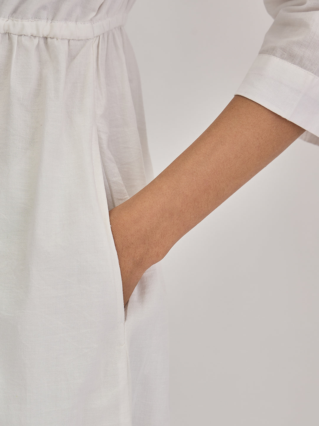 White Schiffli Shirt Maxi Dress