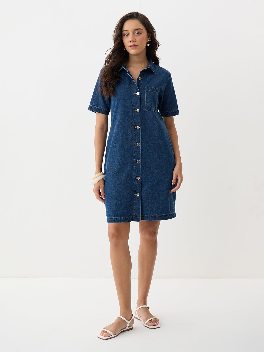 DenimClassic Blue Mini Shirt Dress