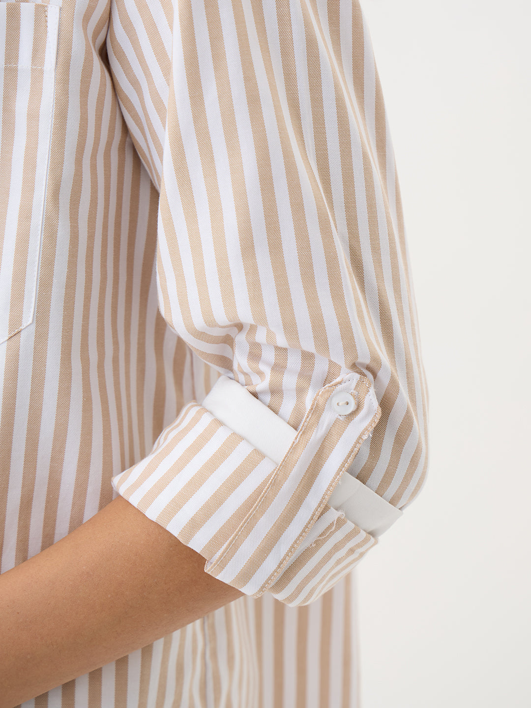 Beige Stripe Colorblock Tunic