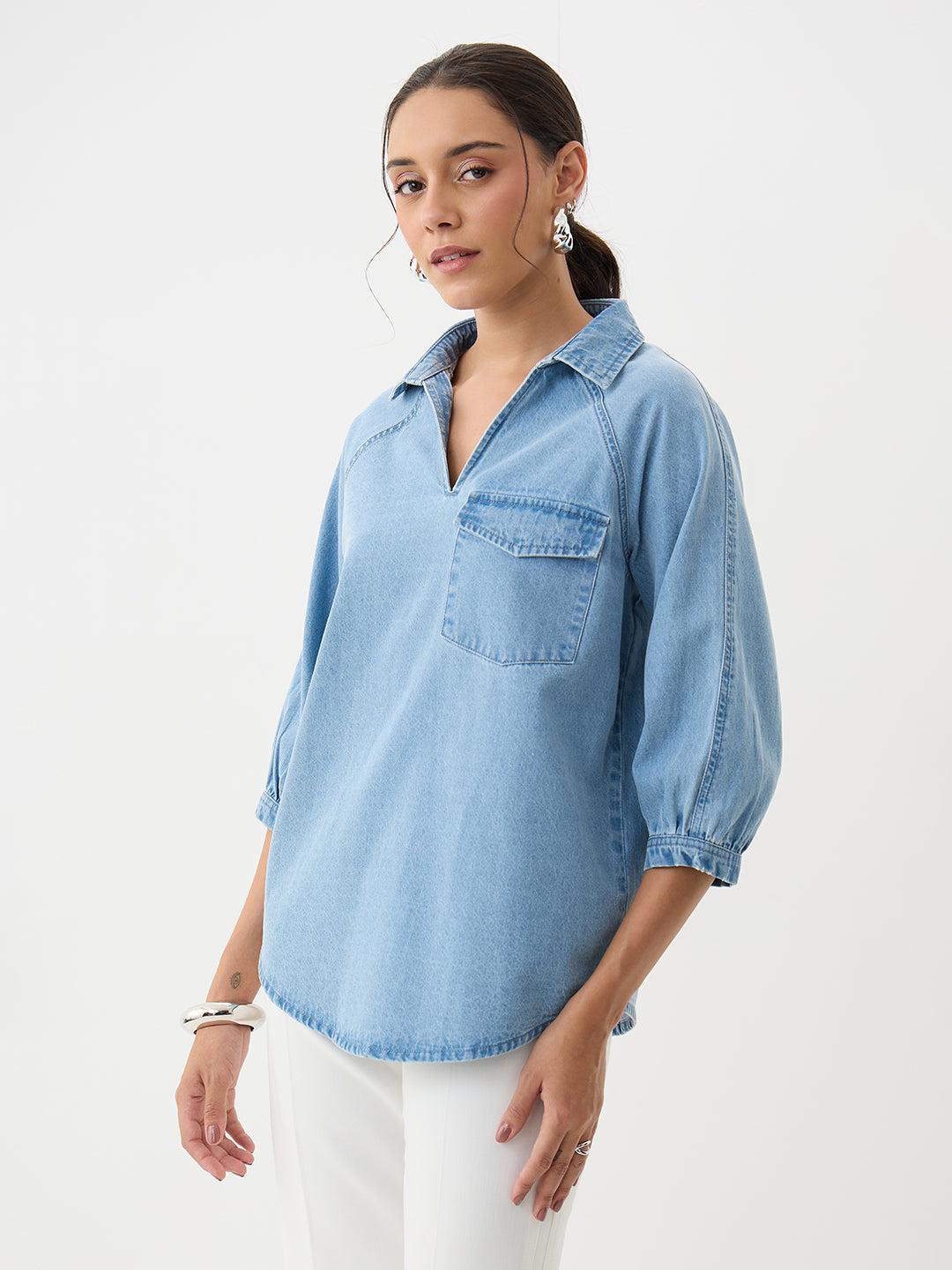 DenimClassic Ice Blue Raglan Sleeve Top